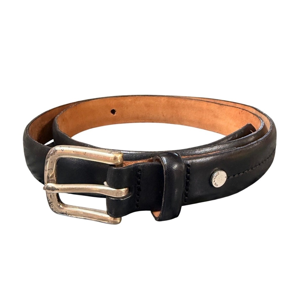 Rag & Bone Black Genuine Leather 32" Solid Brass Buckle Made in England 1 inch